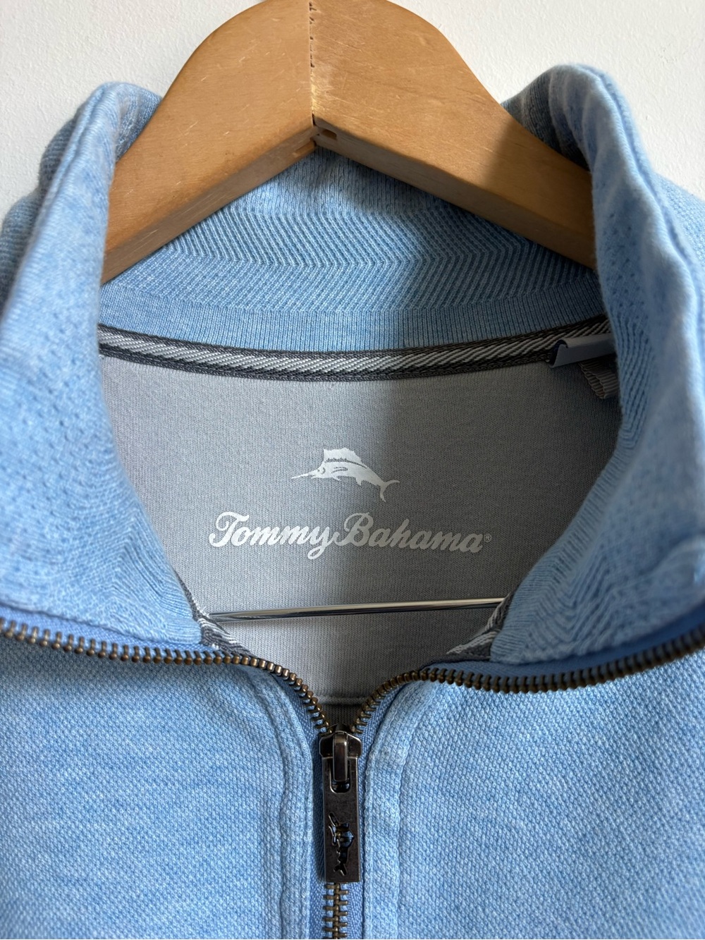 Tommy Bahama North Port 1/2 Zip Pullover Light Blue Cotton Tencel Large - Picture 4 of 13